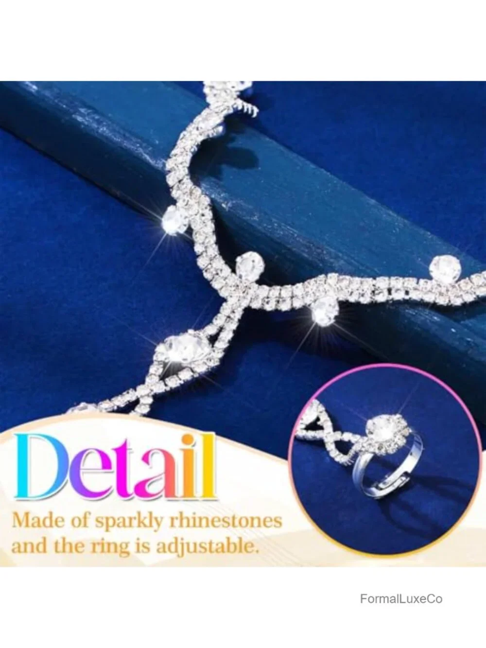 Rhinestone Fingerless Gloves Hand Chain Bracelet for Women
